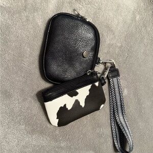 Black and White Cow Print Wristlet Set